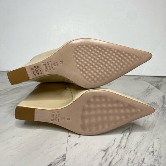 Schutz Asya Up Eggshell Leather Pointy Toe Wedge Tall Boot 8B - Picture 14 of 15